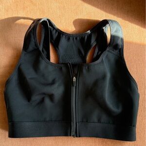 Fabletics Black Front-Zip Sports Bra NWOT